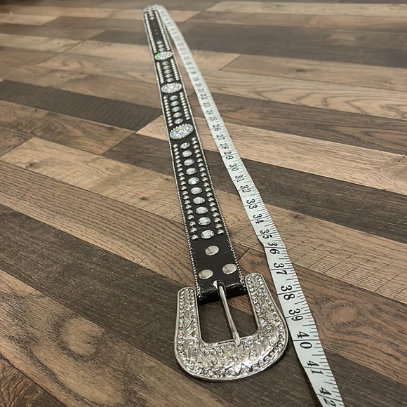 Blazin Roxx Blinged Rhinestone Genuine Leather Belt - Picture 11 of 12